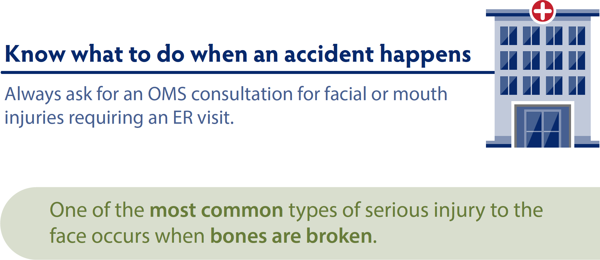 Always ask for an OMS at the ER for facial or mouth injuries